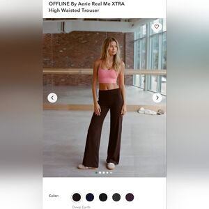 Aerie Real Me XTRA High Waisted Wide Leg Pants - Deep Earth